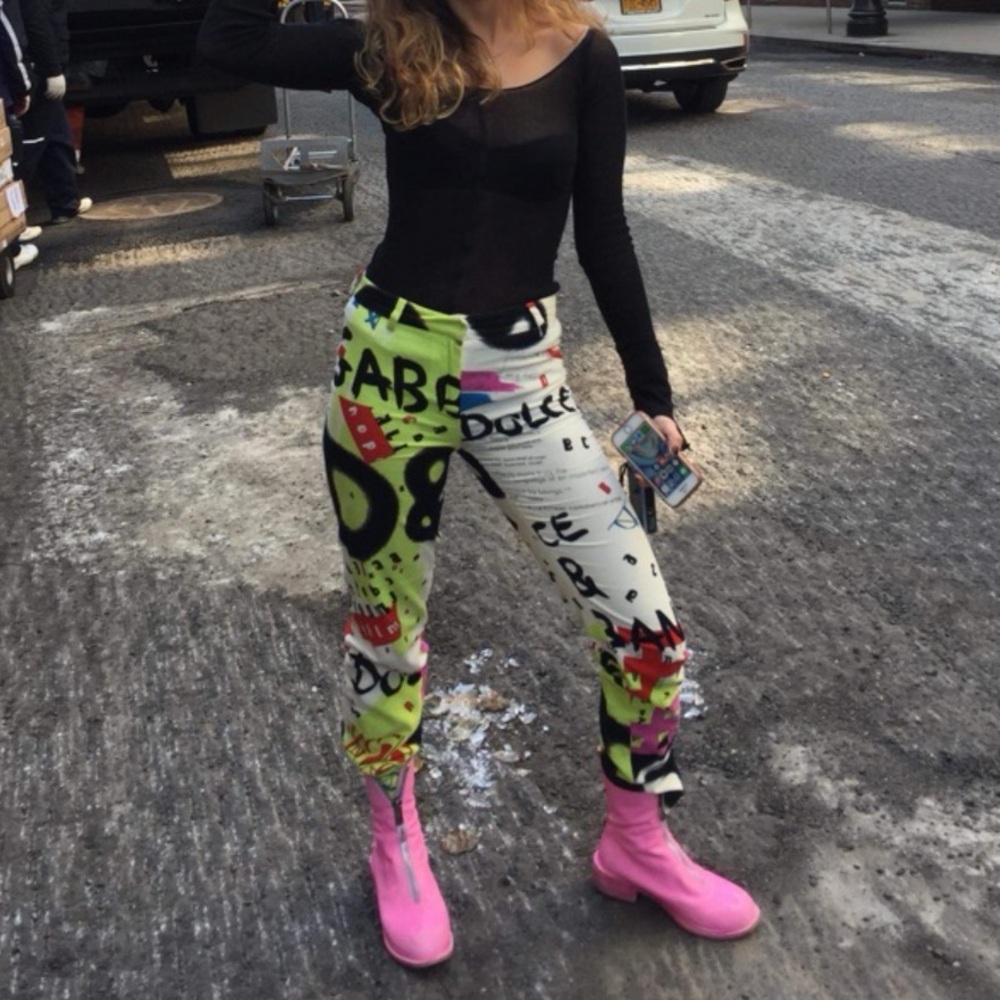 HTF Rare Vintage Y2K D&G Graffiti Corduroy Pants 38/24 Flaw